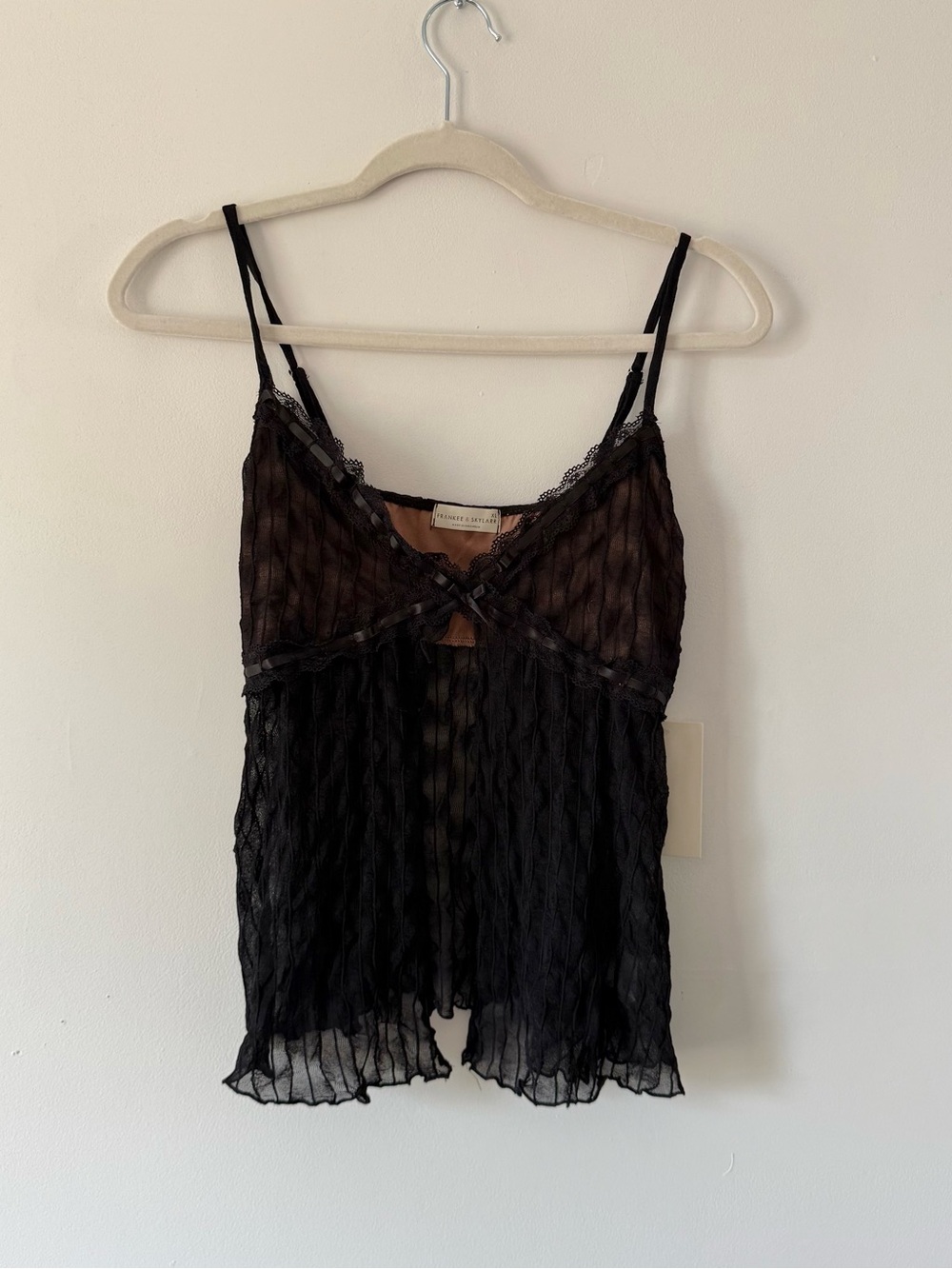 Frankee & Skylar Black Sheer Lace Cami Top NWT XL | Coquette Grunge